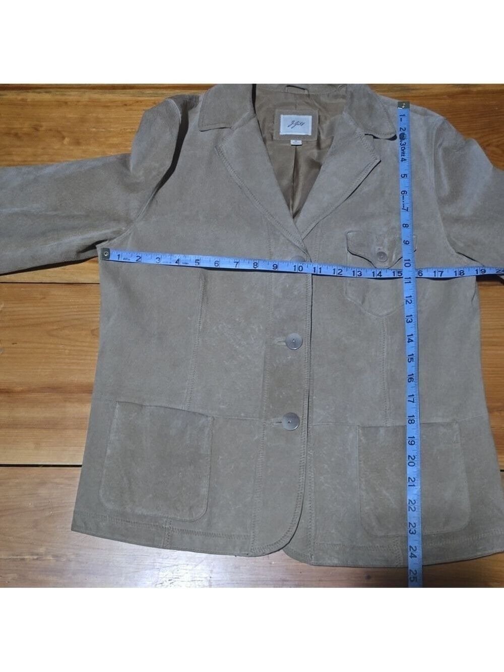 Tan Suede Floral Embroiderd Cuff Blazer Jacket Size M - Picture 7 of 15